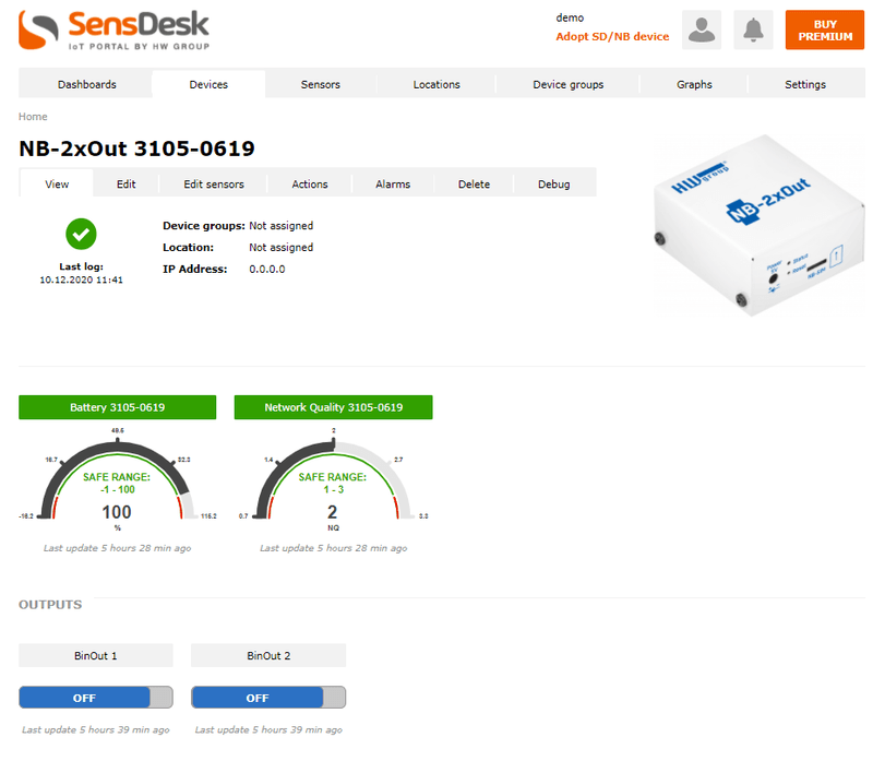 NB-2xOut pe portalul SensDesk - control relee bistabile la distanță NB-IoT - thumbnail