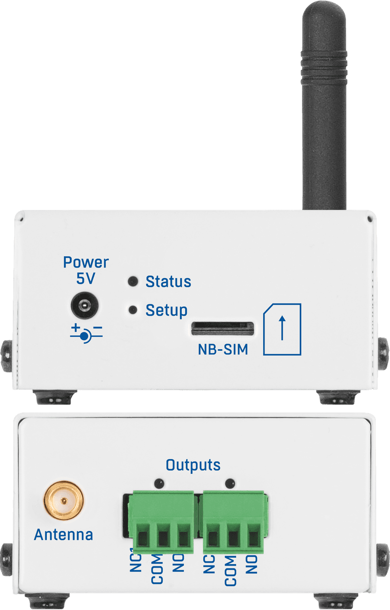 NB-2xOut vedere laterală fără antenă - ieșiri releu bistabil NarrowBand IoT - thumbnail
