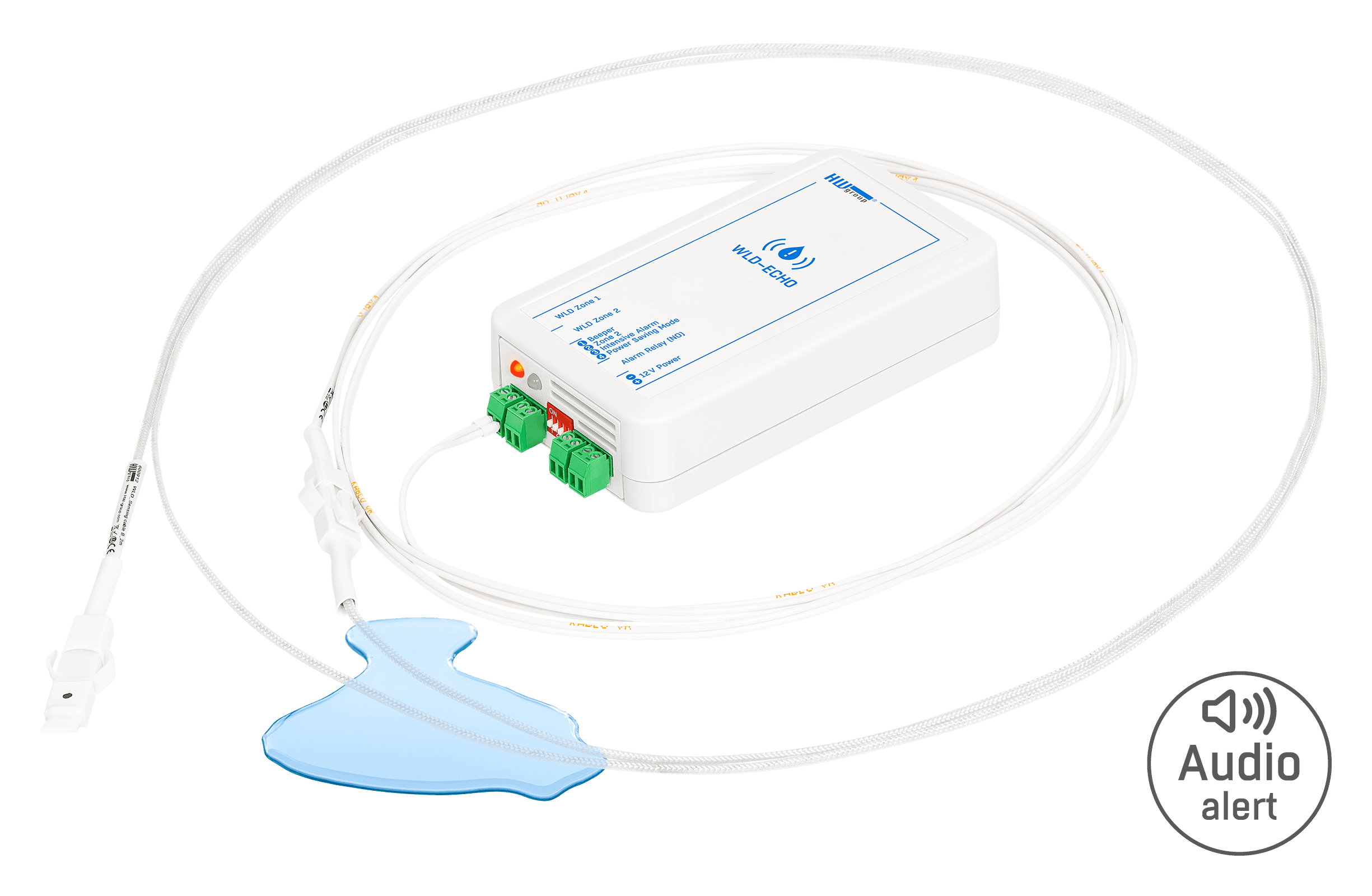 WLD-ECHO cu cablu senzor WLD tip B 2m - alarmă sonoră activată la detectarea apei - thumbnail