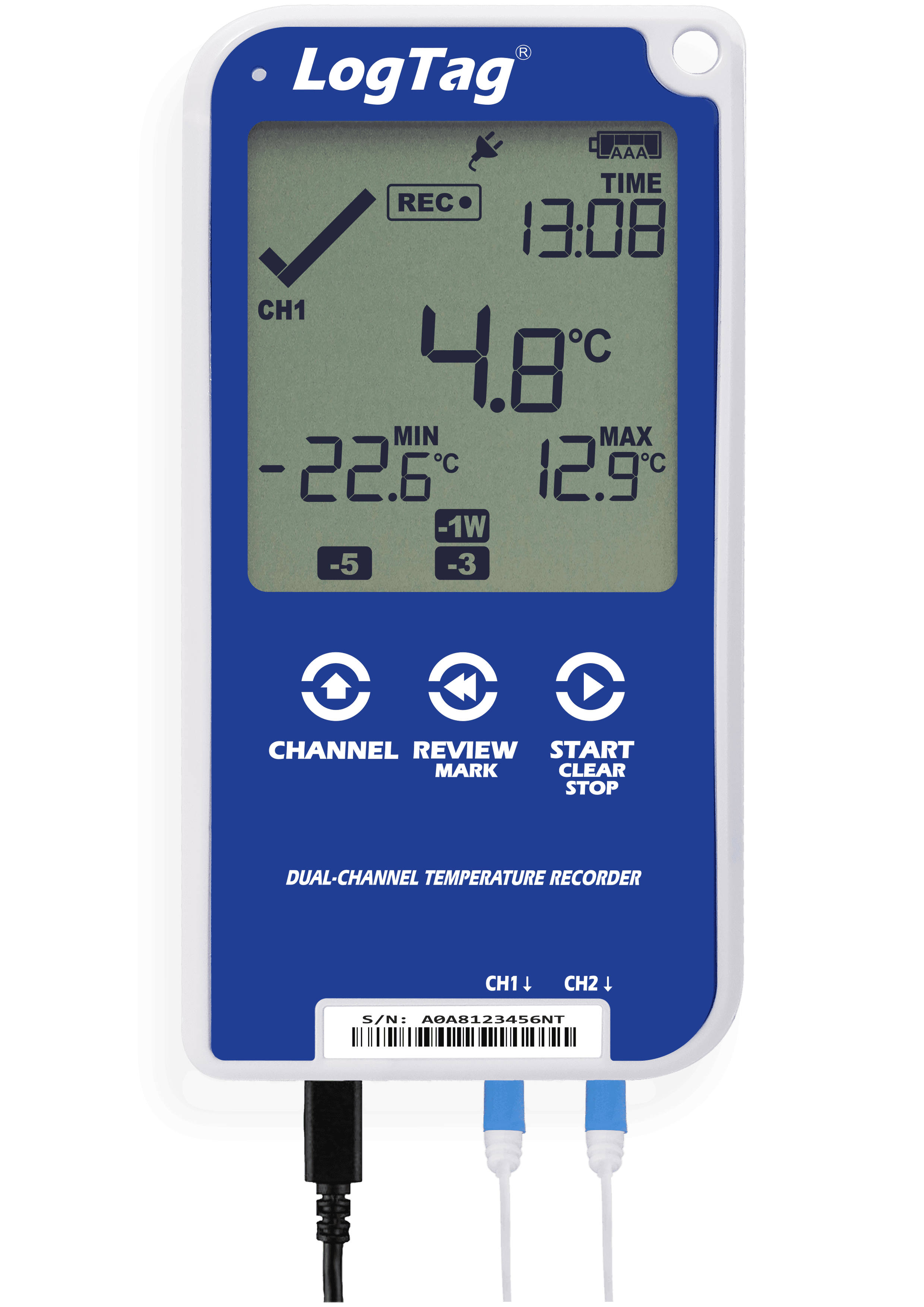 Înregistrator (Data Logger) Temperatură cu Rezumat 30 Zile - Două Canale UTRED30-16 - LogTag