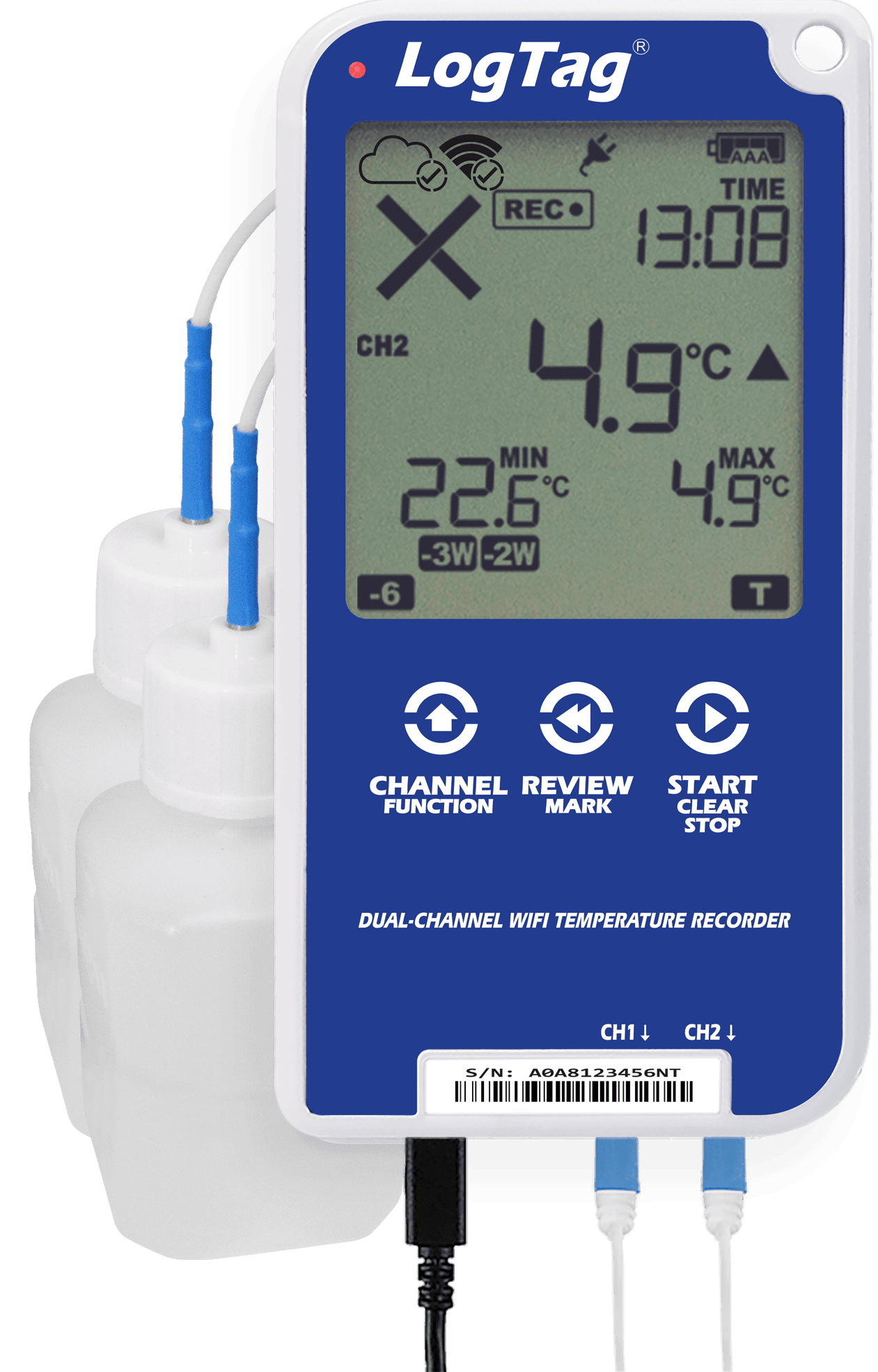 Înregistrator (Data Logger) Temperatură, WiFi și Rezumat 30 Zile - Două Canale UTRED30-WiFi - thumbnail 2
