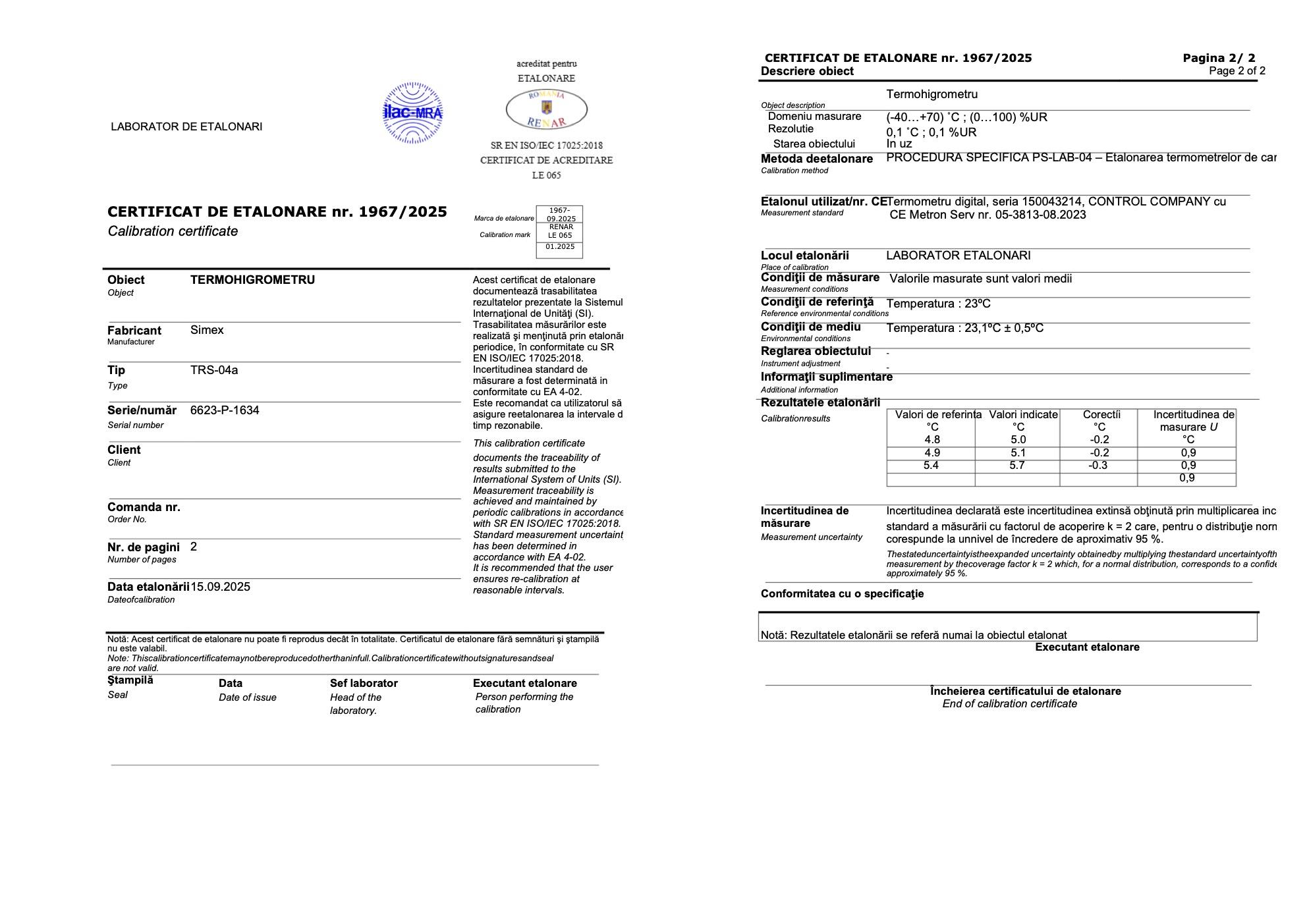 Servicii de Etalonare a echipamentelor, în laborator acreditat RENAR  - Servicii profesionale Sincro Systems