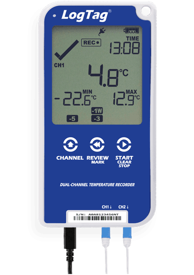 Înregistrator (Data Logger) Temperatură cu Rezumat 30 Zile - Două Canale UTRED30-16 - LogTag