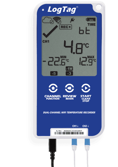 Înregistrator (Data Logger) Temperatură, WiFi și Rezumat 30 Zile - Două Canale UTRED30-WiFi - LogTag
